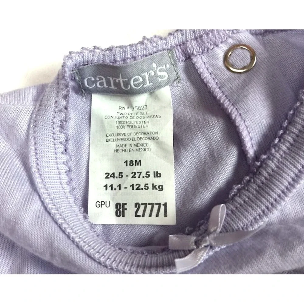 Vtg Carter's Purple 2pc Duck Pajamas Sz 18 Mos Snap Footie Pants Top Bubbles